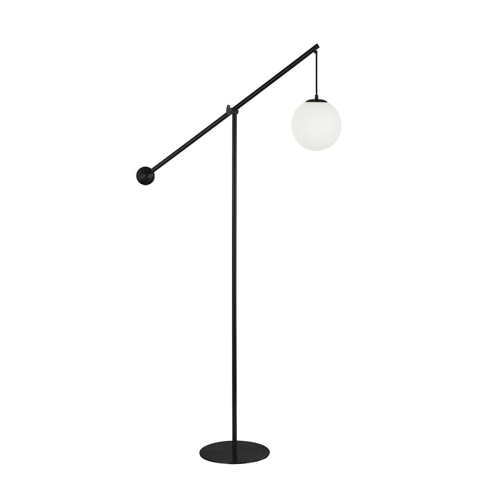 1 Light Incandescent Floor Lamp Matte Black With Opal Glass by Dainolite