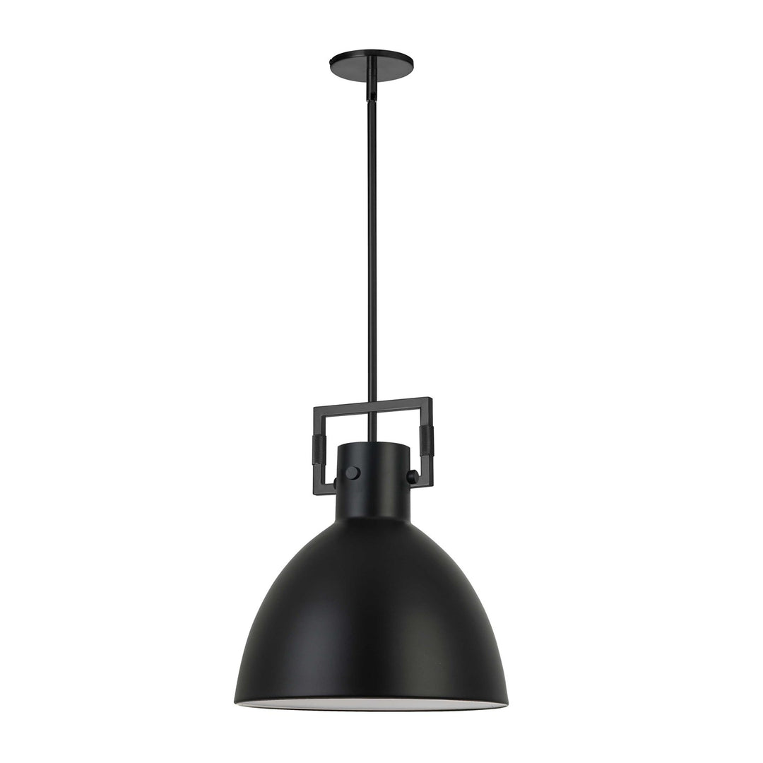 1 Light Incandescent Pendant, Matte Black W/ Matte Black Metal Shade by Dainolite