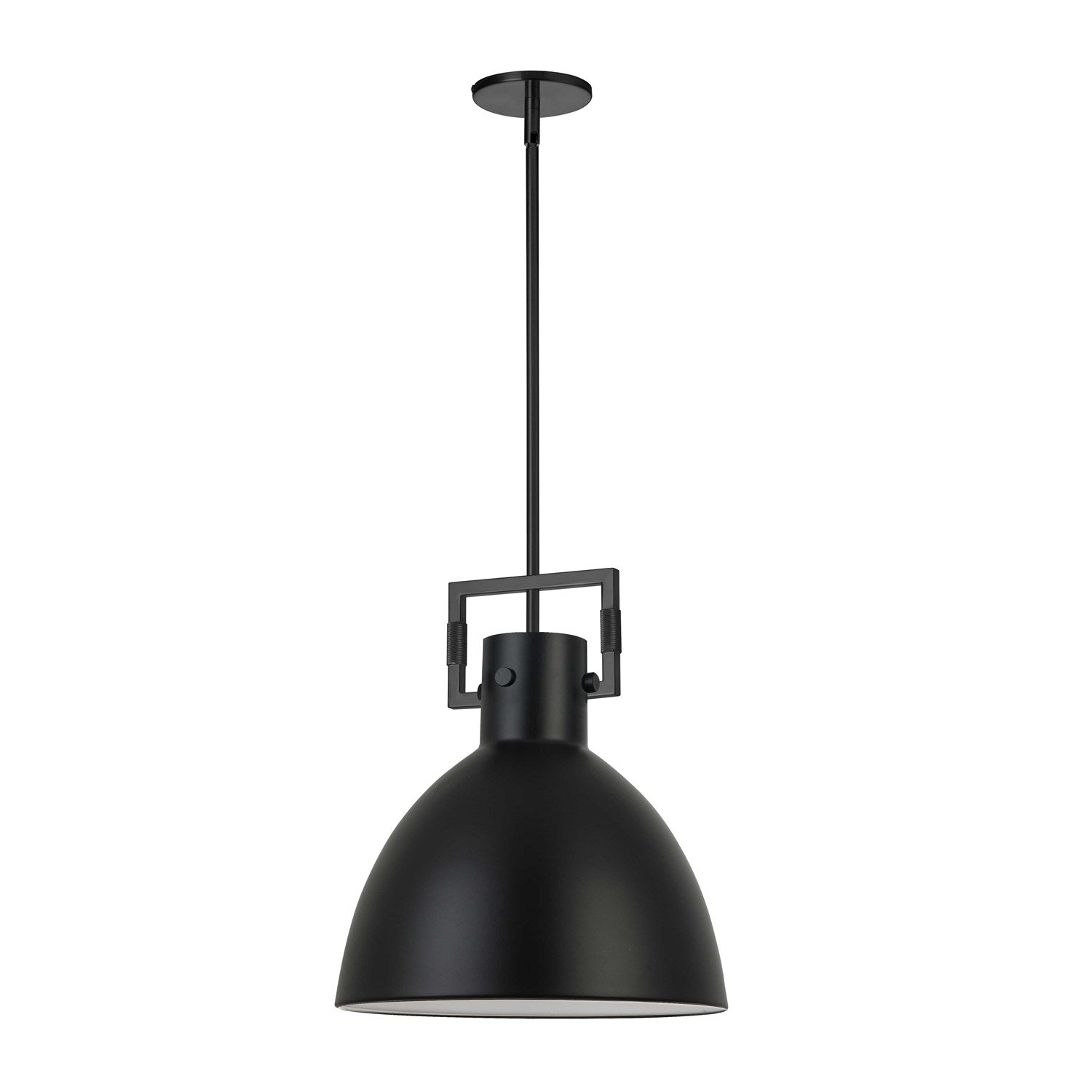 1 Light Incandescent Pendant, Matte Black W/ Matte Black Metal Shade by Dainolite