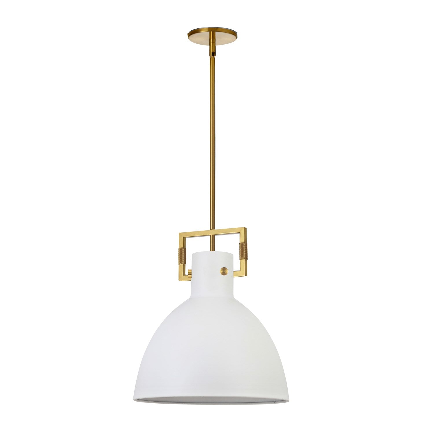 1 Light Incandescent Pendant, Aged Brass W/ Mw Metal Shade by Dainolite