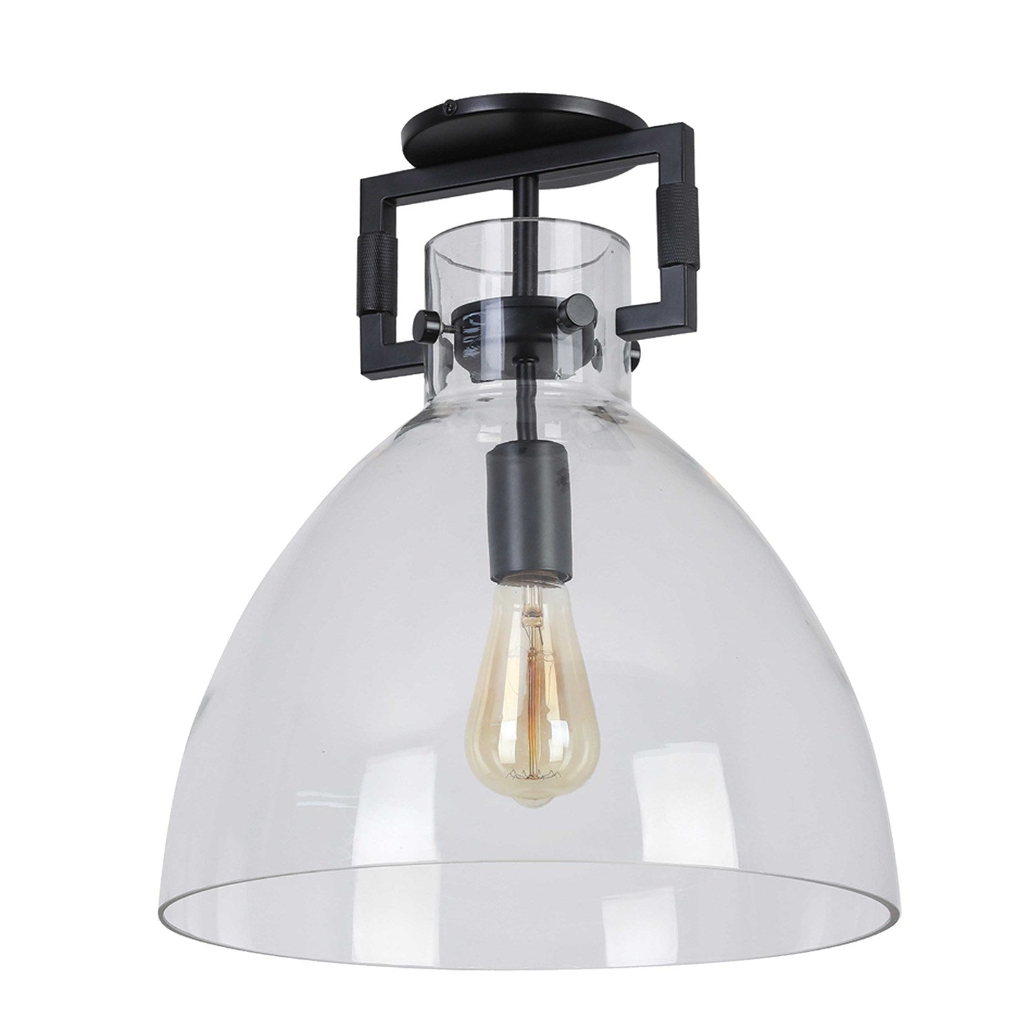 1 Light Semi Flush Mount, Matte Black With Clear Glass by Dainolite