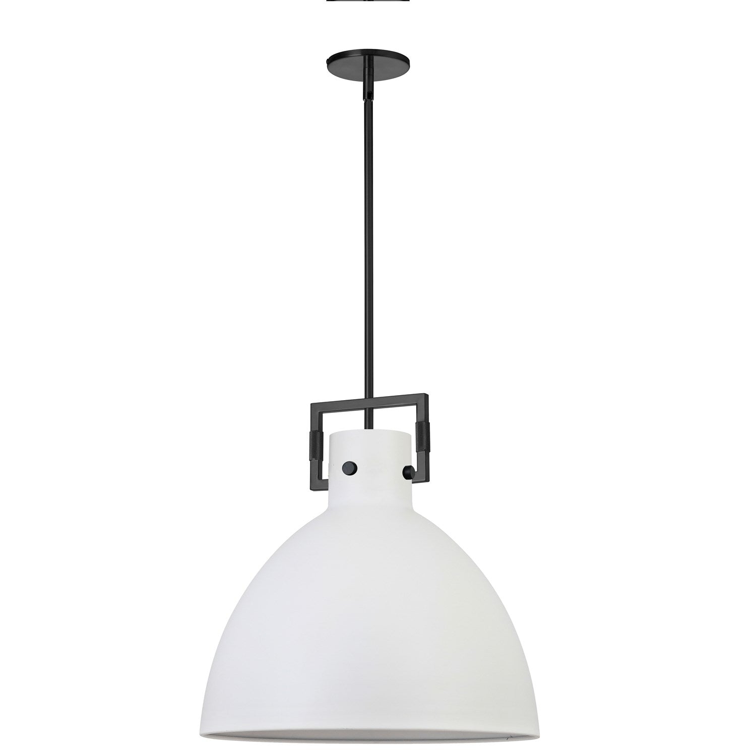 1 Light Incandescent Pendant Matte Black With Matte White Metal Shade by Dainolite