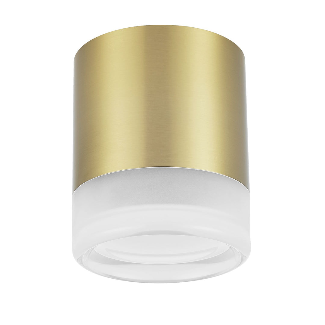 15W Flush Mount In Aged Brass W/ Clear & Frosted Acrylic Diffuser by Dainolite