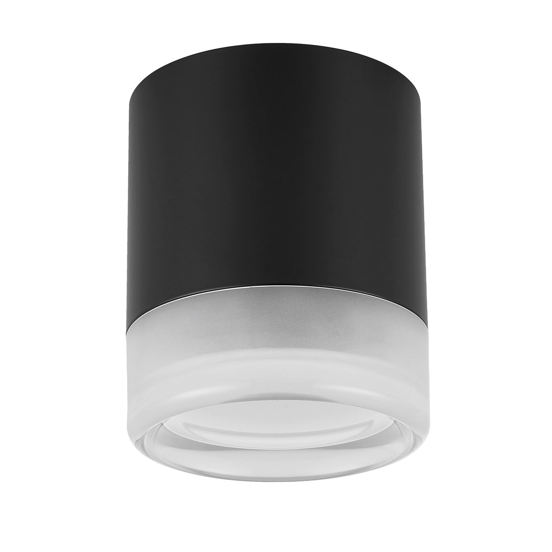 15W Flush Mount In Matte Black W/ Clear & Frosted Acrylic Diffuser by Dainolite