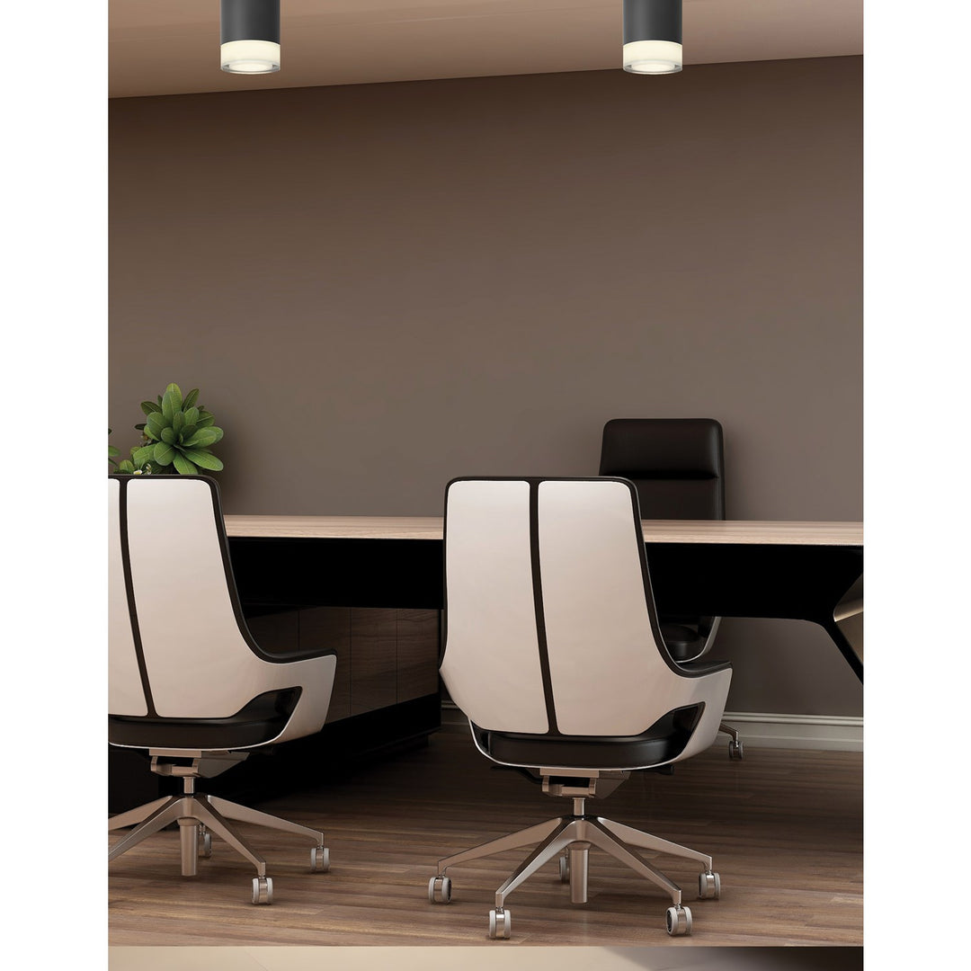 15W Flush Mount In Matte Black W/ Clear & Frosted Acrylic Diffuser