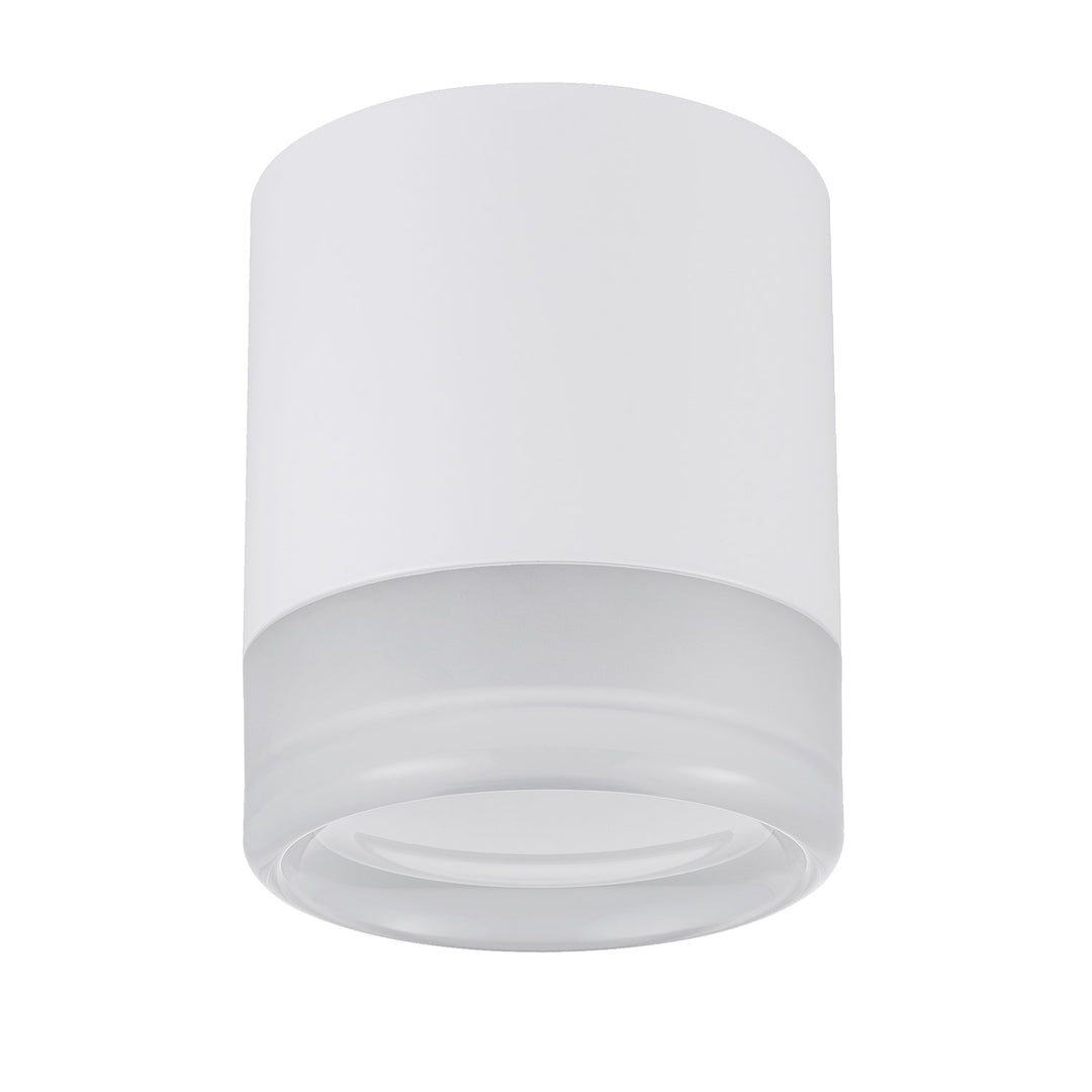 15W Matte White Flush Mount W/ Clear & Frosted Acrylic Diffuser by Dainolite