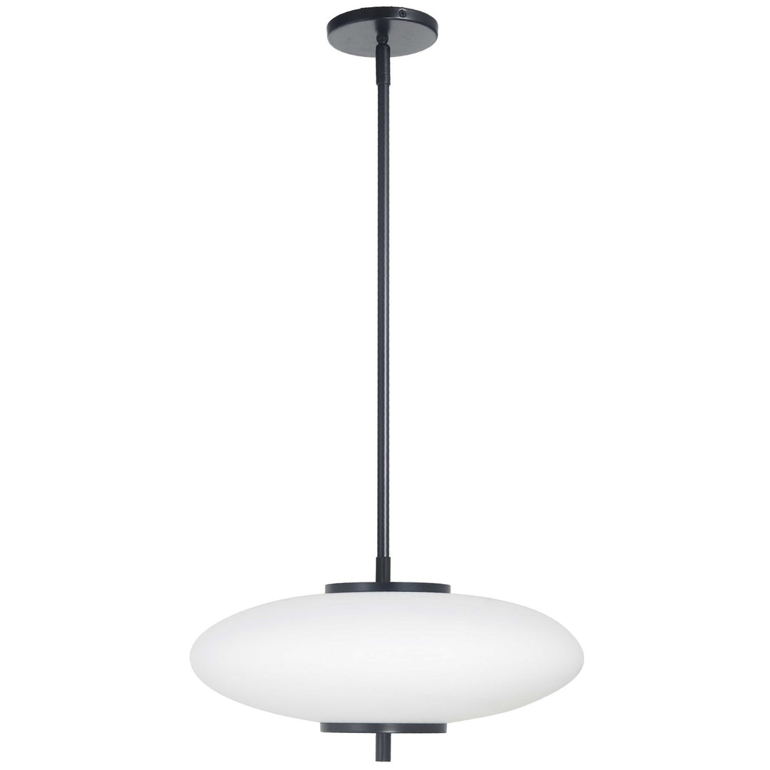 24W Led  Pendant Matte Black W/ White Glass by Dainolite