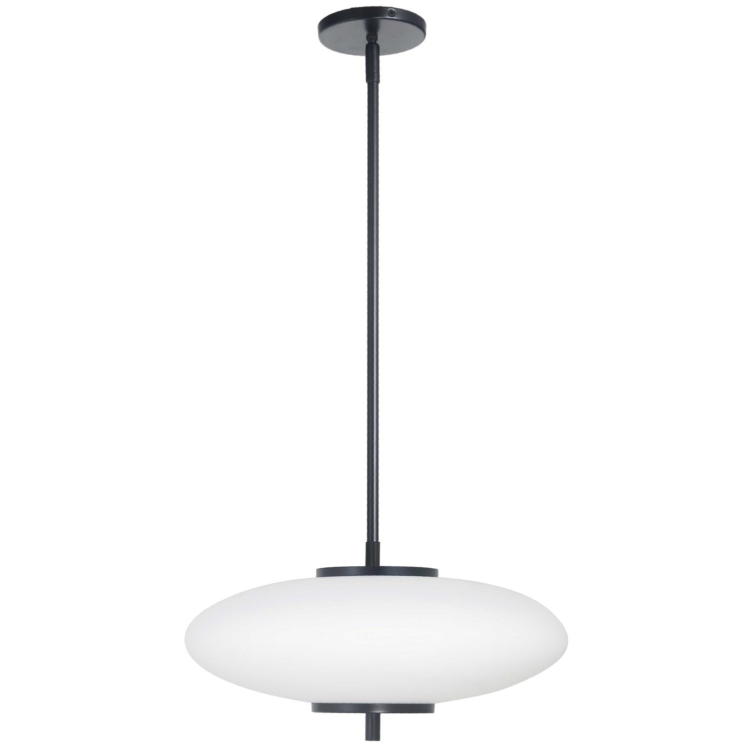 24W Led  Pendant Matte Black W/ White Glass by Dainolite