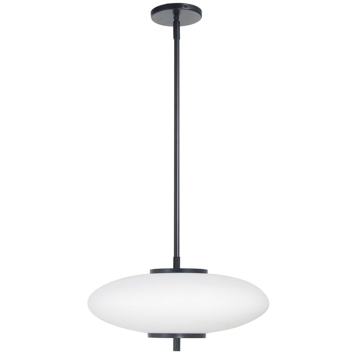 24W Led  Pendant Matte Black W/ White Glass by Dainolite