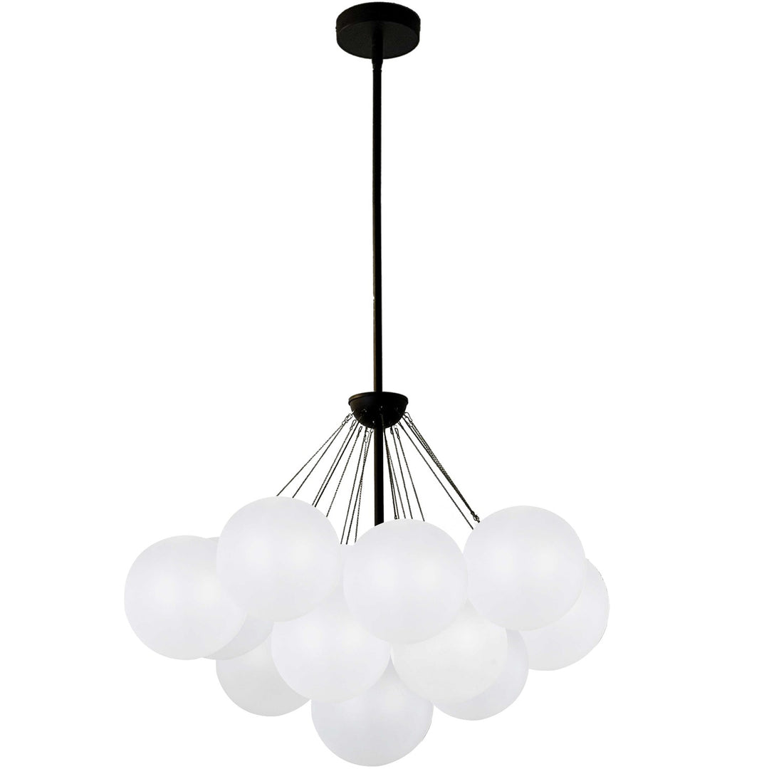 4 Light Matte Black Chandelier W/ Frosted Glass by Dainolite