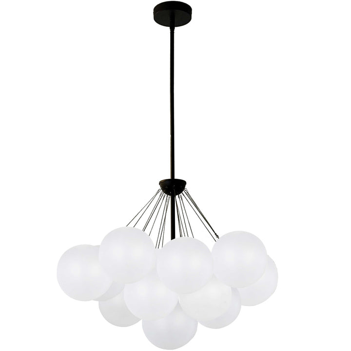 4 Light Matte Black Chandelier W/ Frosted Glass by Dainolite