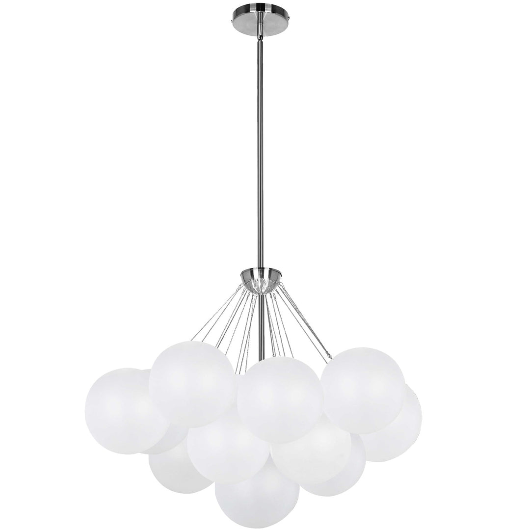 4 Light Polished Chrome Halogen Chandelier W/ Frosted Glass by Dainolite