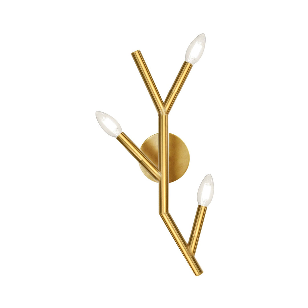 3 Light Incandescent Wall Satin Chrome Aged Brass by Dainolite