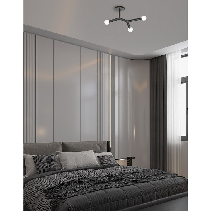 3 Light Semi-Flush In Matte Black