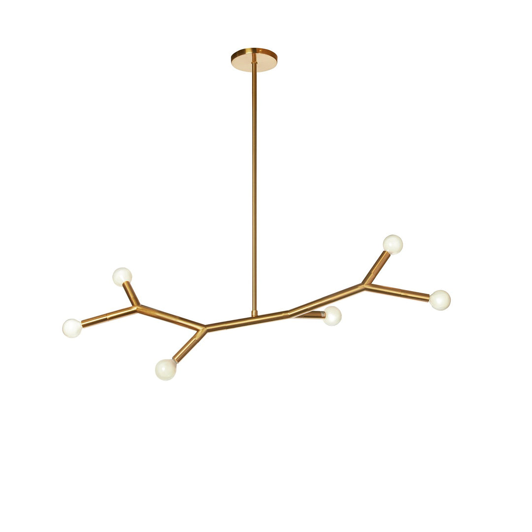 6 Light Horizontal Pendant In Aged Brass by Dainolite