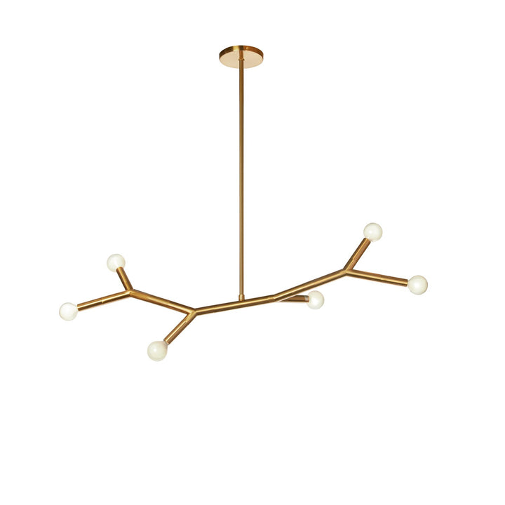 6 Light Horizontal Pendant In Aged Brass by Dainolite
