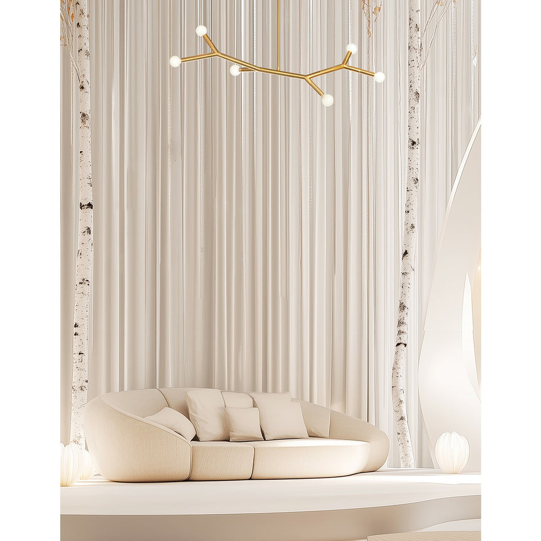 6 Light Horizontal Pendant In Aged Brass