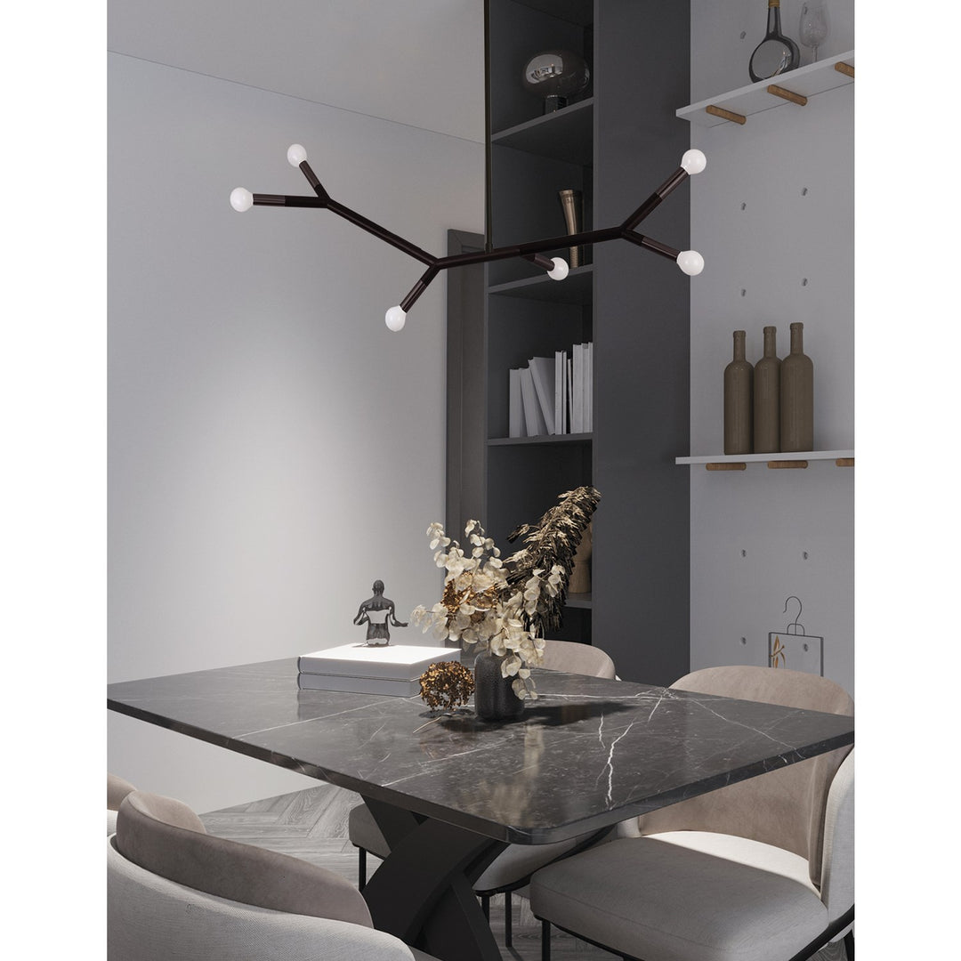 6 Light Horizontal Pendant In Matte Black