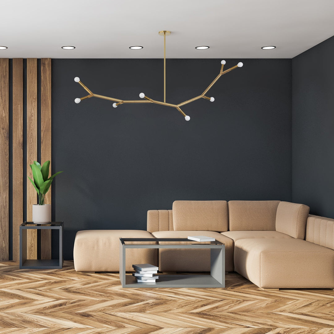 8 Light Incandescent Horizontal Pendant Aged Brass