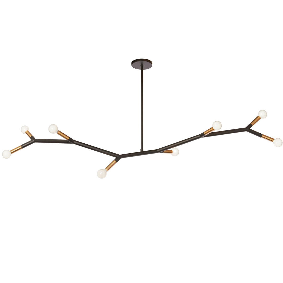 8 Light Incandescent Horizontal Pendant Matte Black / Aged Brass by Dainolite
