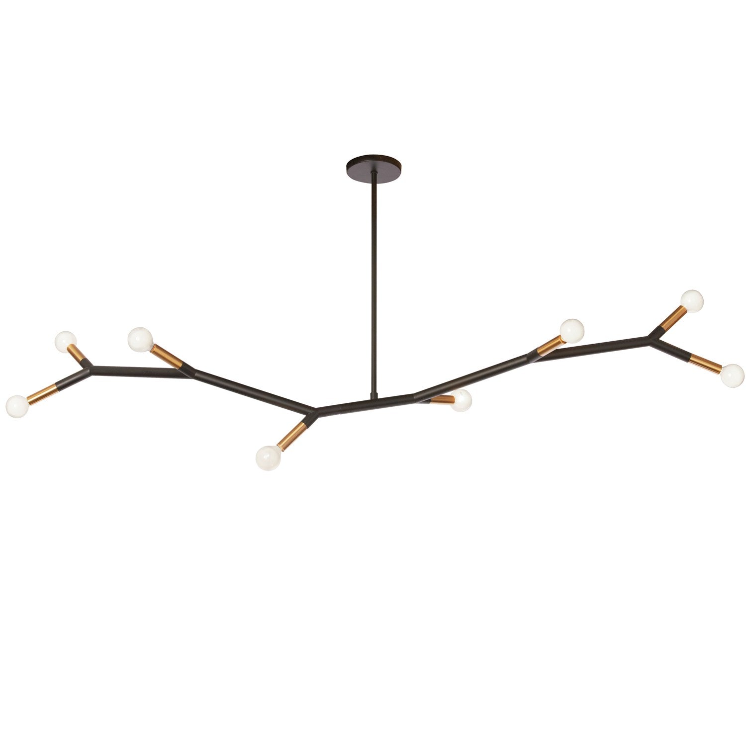 8 Light Incandescent Horizontal Pendant Matte Black / Aged Brass by Dainolite