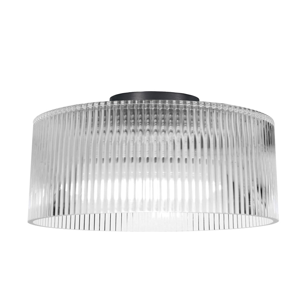 1 Light Flush Mount In Matte Black W/ Fluted Glass by Dainolite