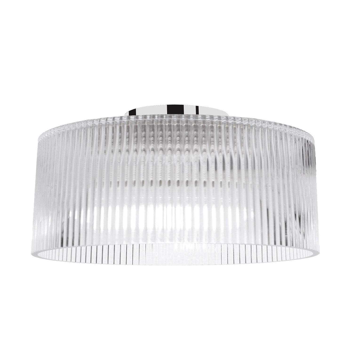 1 Light Flush Mount In Polished Chrome W/ Fluted Glass by Dainolite