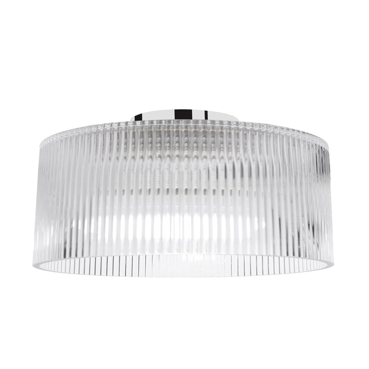 1 Light Flush Mount In Polished Chrome W/ Fluted Glass by Dainolite