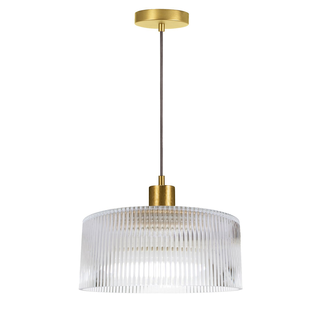 1 Light Pendant In Aged Brass W/ Fluted Glass by Dainolite