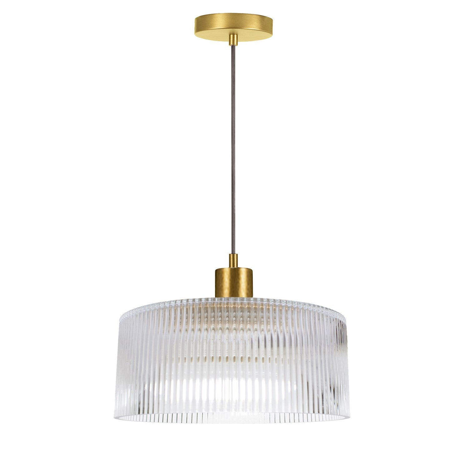 1 Light Pendant In Aged Brass W/ Fluted Glass by Dainolite