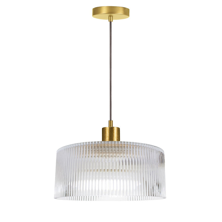 1 Light Pendant In Aged Brass W/ Fluted Glass by Dainolite