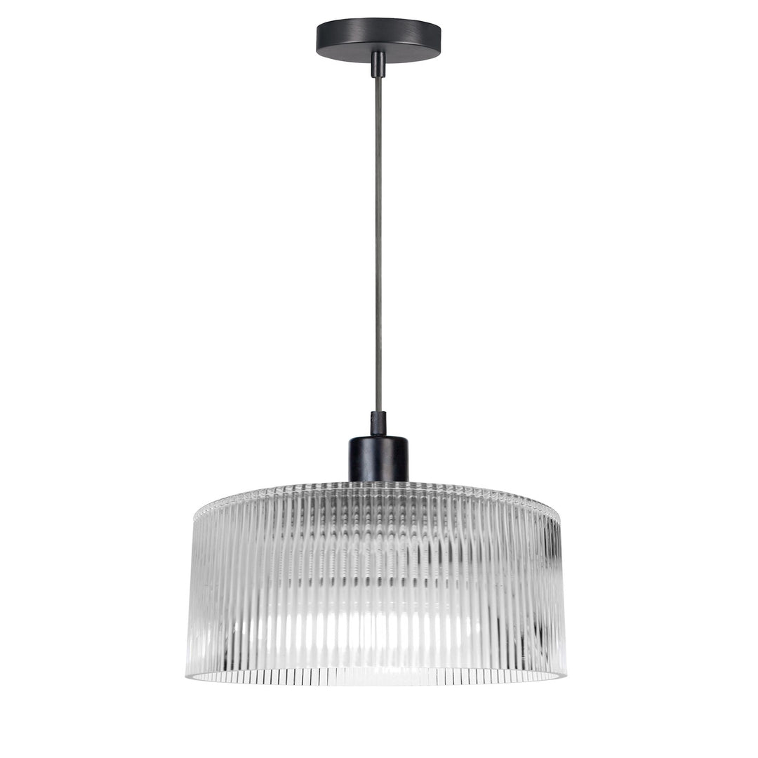 1 Light Pendant In Matte Black W/ Fluted Glass by Dainolite