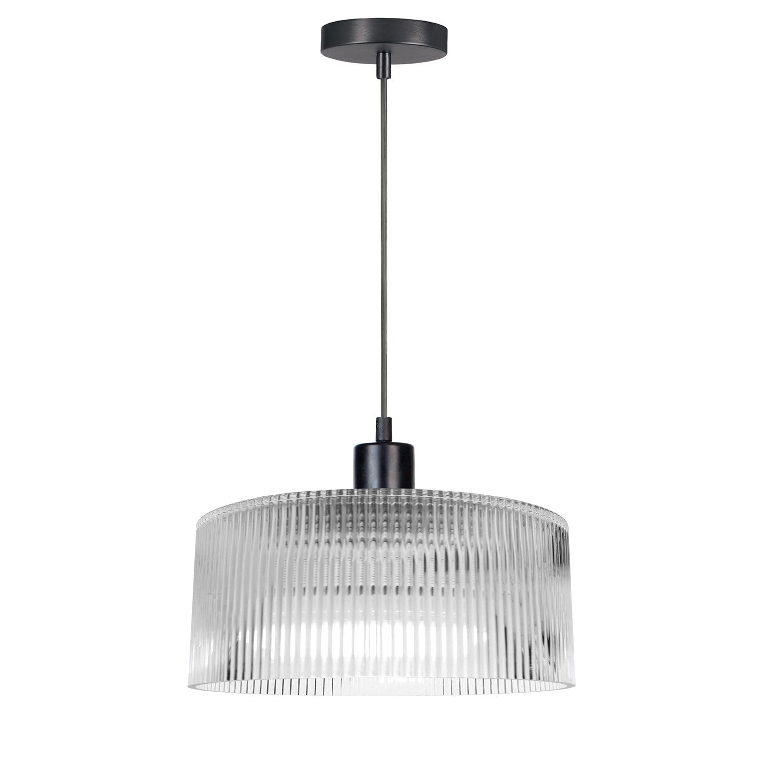 1 Light Pendant In Matte Black W/ Fluted Glass by Dainolite