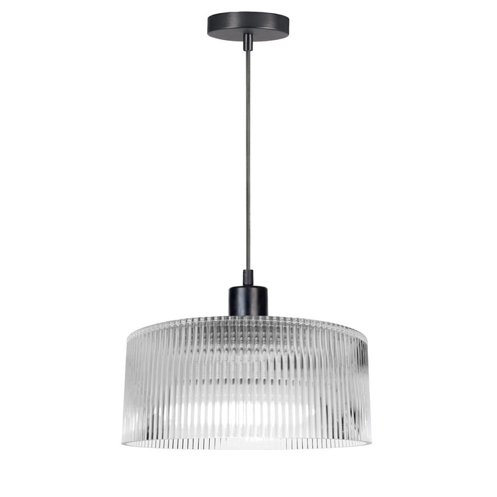 1 Light Pendant In Matte Black W/ Fluted Glass by Dainolite