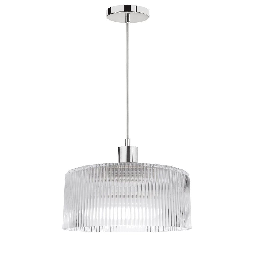 1 Light Pendant In Polished Chrome W/ Fluted Glass by Dainolite