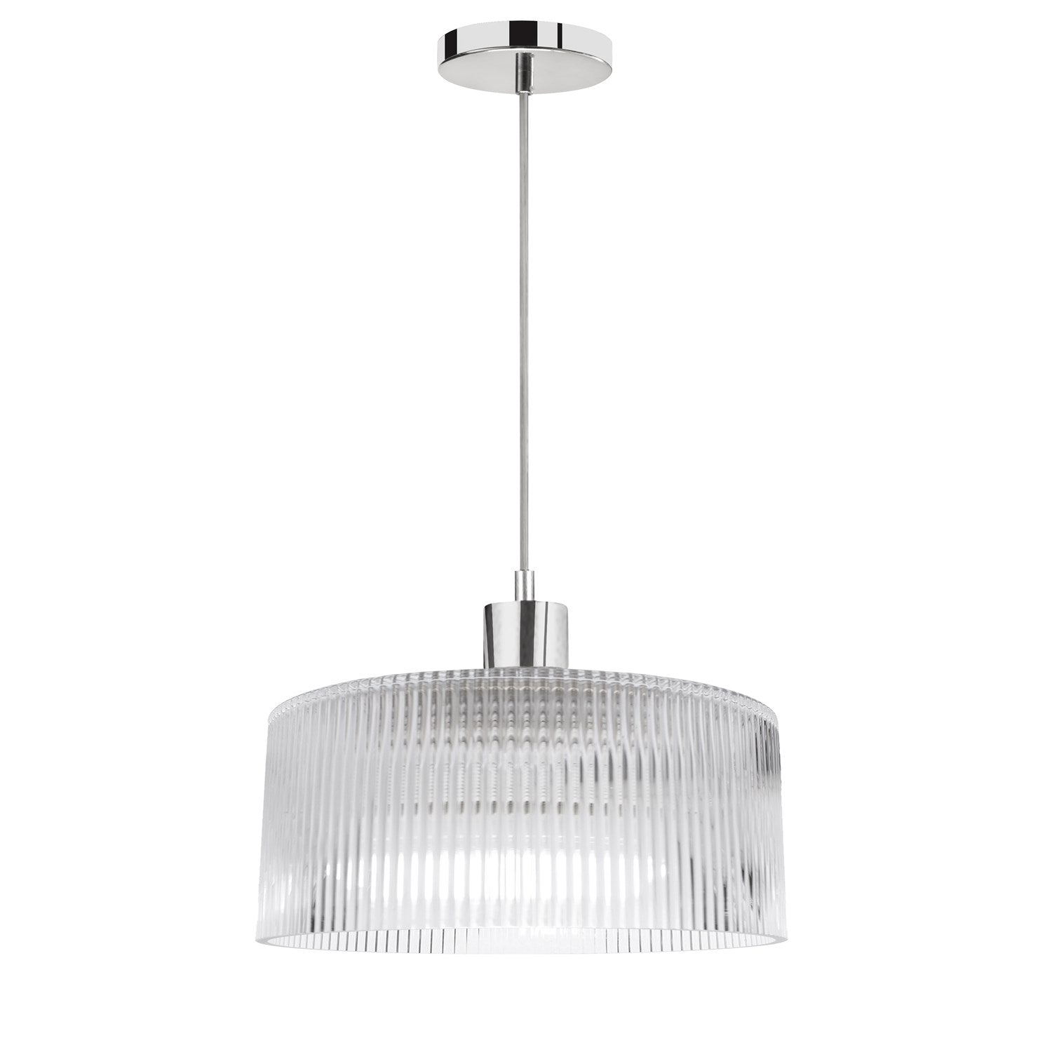 1 Light Pendant In Polished Chrome W/ Fluted Glass by Dainolite