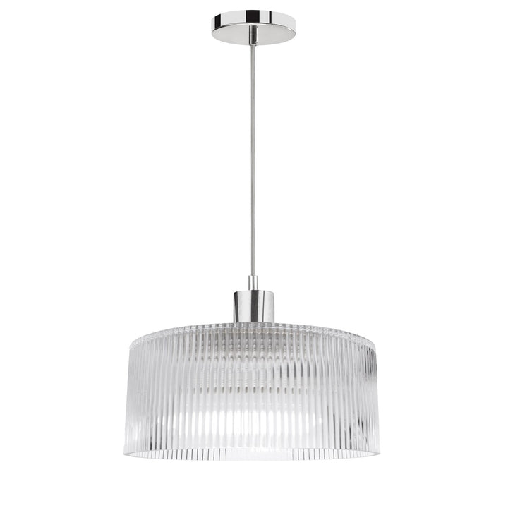 1 Light Pendant In Polished Chrome W/ Fluted Glass by Dainolite