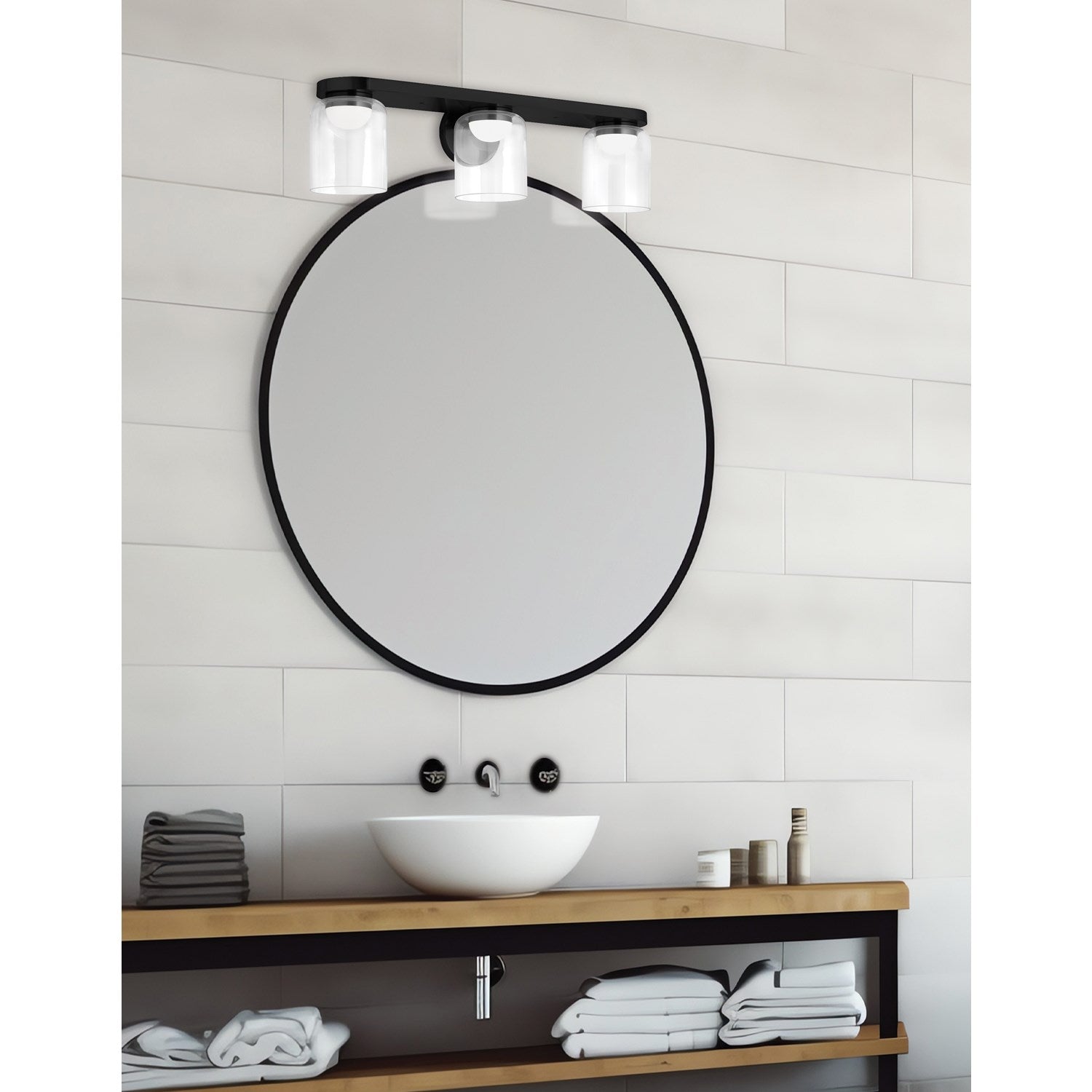 10W Led  Vanity Matte Black W/ Clear Glass