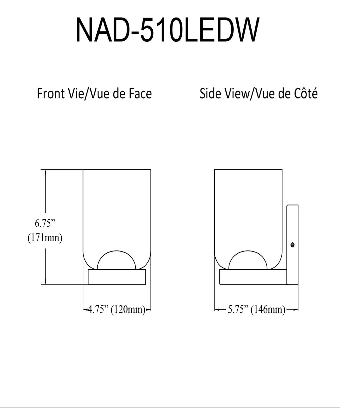 10W Led  Wall Sconce Matte Black W/ Clear Glass