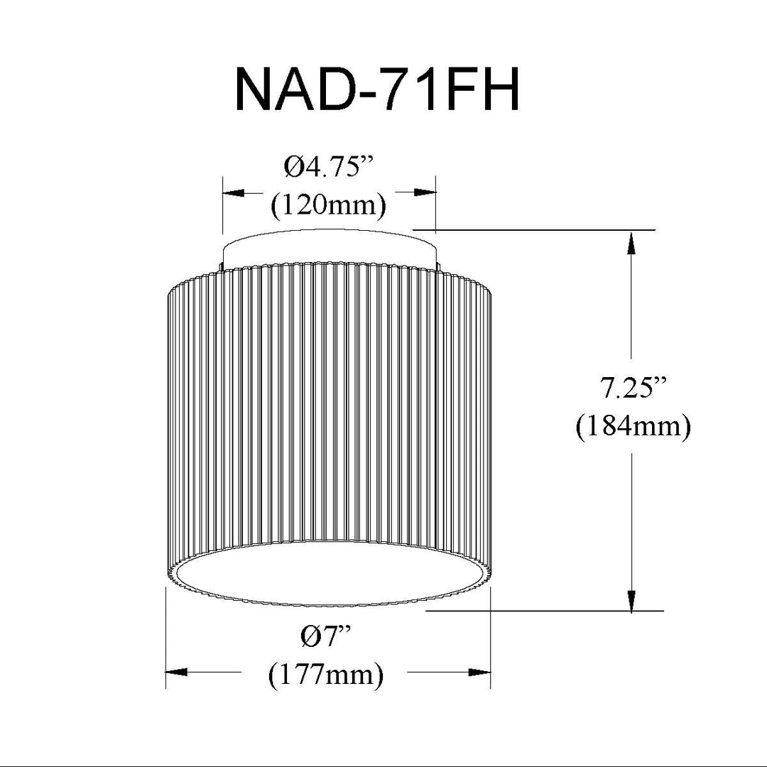 1 Light Flush Mount In Matte Black W/ Fluted Glass