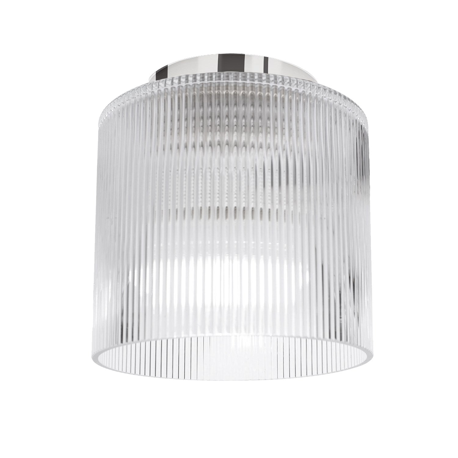 1 Light Flush Mount In Polished Chrome W/ Fluted Glass by Dainolite