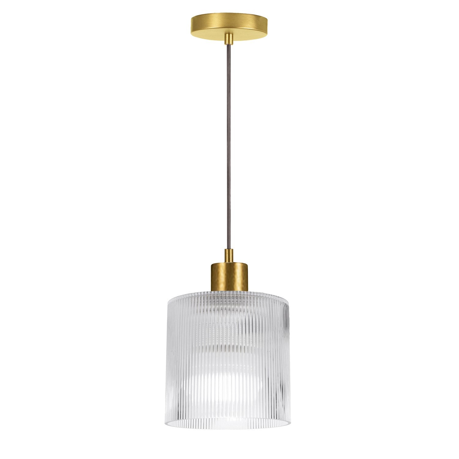 1 Light Pendant In Aged Brass W/ Fluted Glass by Dainolite