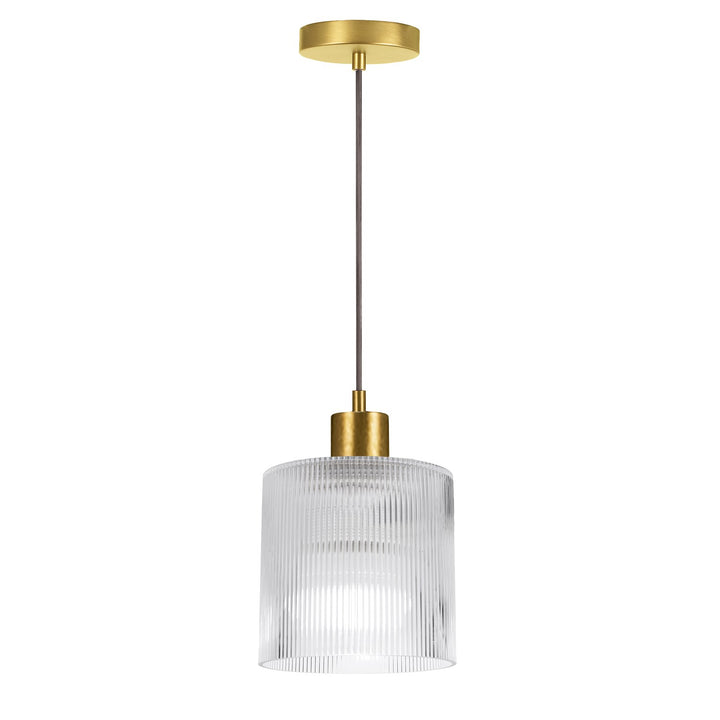 1 Light Pendant In Aged Brass W/ Fluted Glass by Dainolite