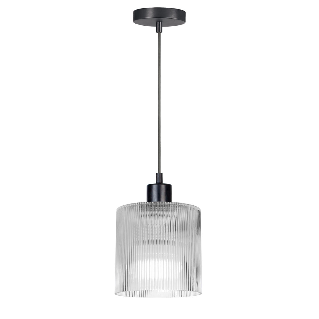 1 Light Pendant In Matte Black W/ Fluted Glass by Dainolite