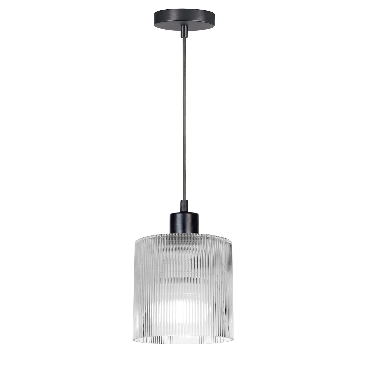 1 Light Pendant In Matte Black W/ Fluted Glass by Dainolite