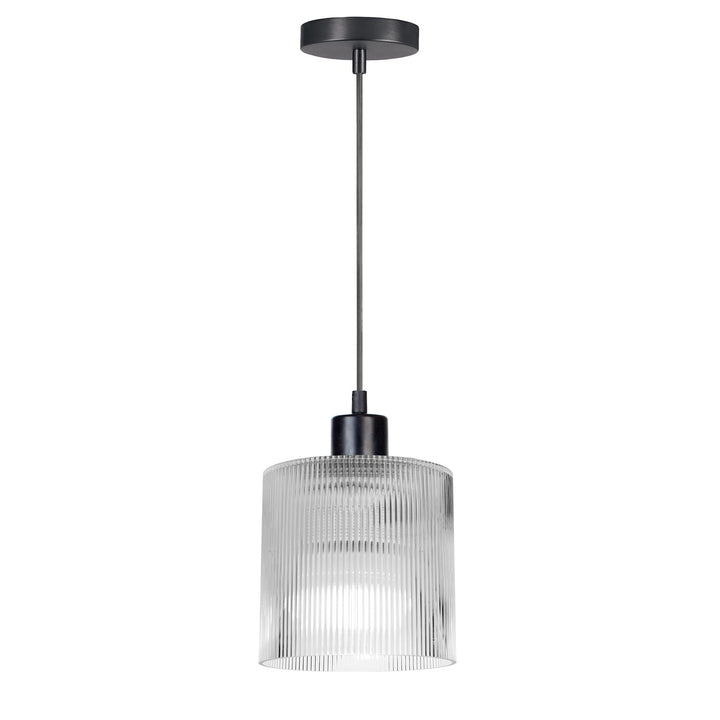 1 Light Pendant In Matte Black W/ Fluted Glass by Dainolite