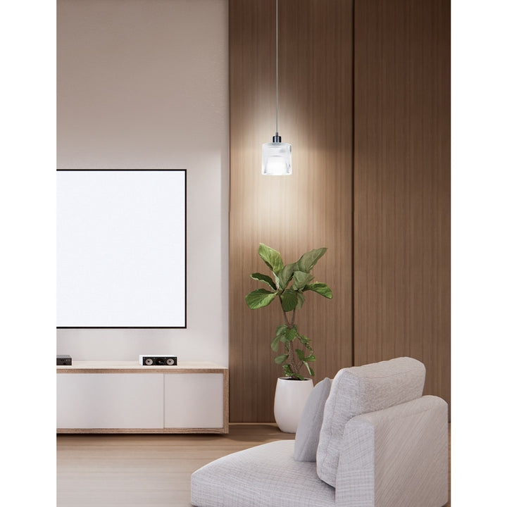1 Light Pendant In Matte Black W/ Fluted Glass