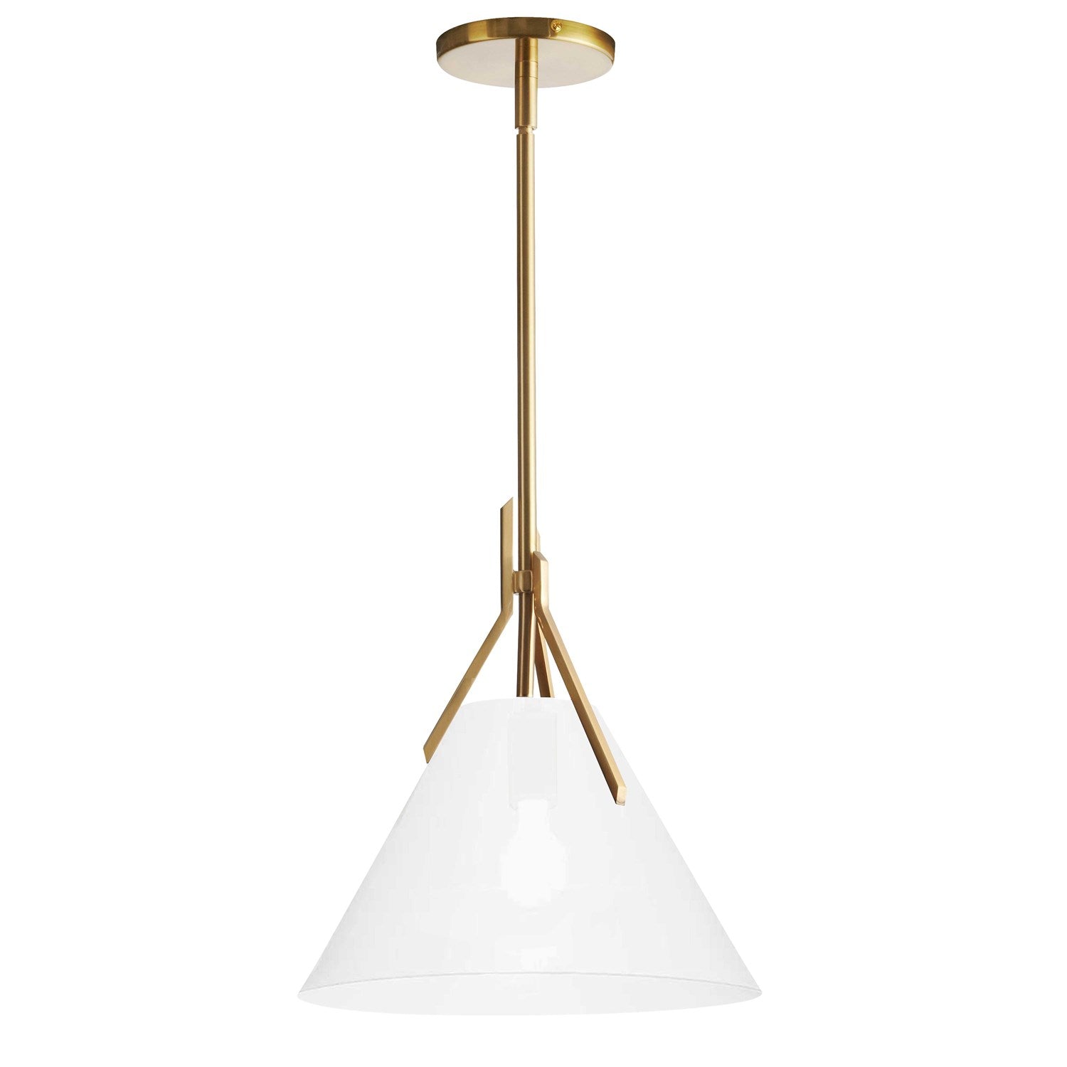 1 Light Incandescent Pendant, Aged Brass With Opal Glass by Dainolite