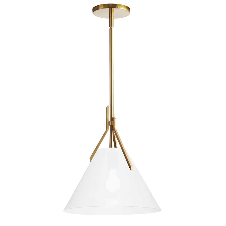 1 Light Incandescent Pendant, Aged Brass With Opal Glass by Dainolite