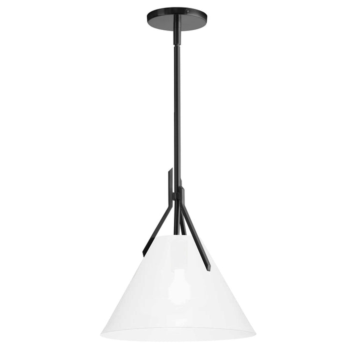 1 Light Incandescent Pendant, Matte Black With Opal Glass by Dainolite